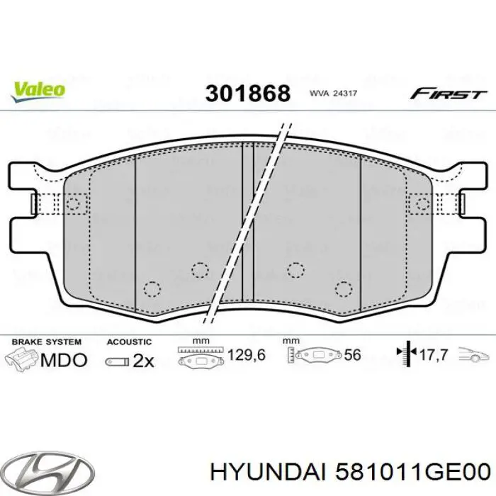 Sapatas do freio dianteiras de disco Hyundai/Kia 581011GE00 preço, a partir de 29,40 USD