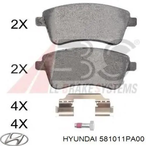 Sapatas do freio dianteiras de disco Hyundai/Kia 581011PA00 preço, a partir de 36,51 USD