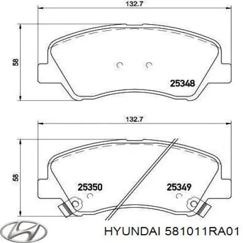 Compre 581011RA01 Hyundai/Kia Sapatas do freio dianteiras de disco