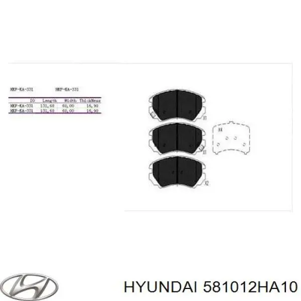 581012HA10 Hyundai/Kia Sapatas do freio dianteiras de disco