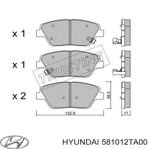 581012TA00 Hyundai/Kia Sapatas do freio dianteiras de disco