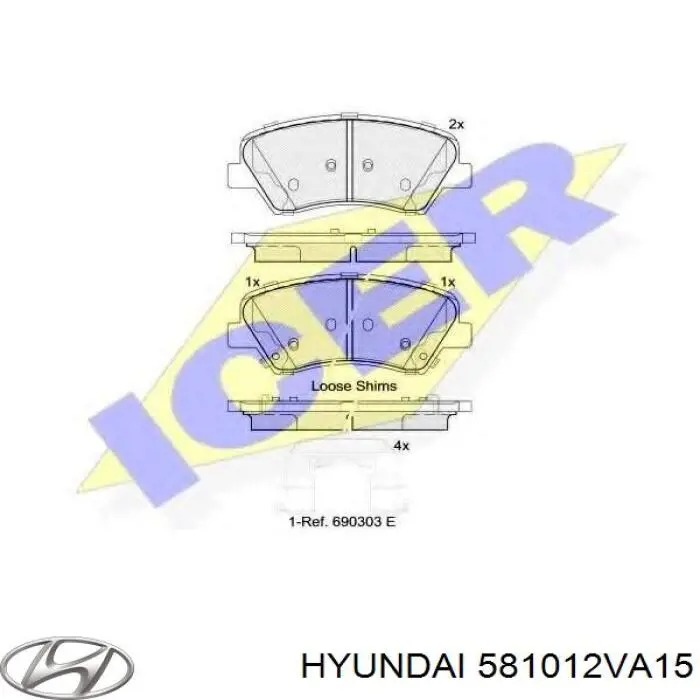 581012VA15 Hyundai/Kia Sapatas do freio dianteiras de disco