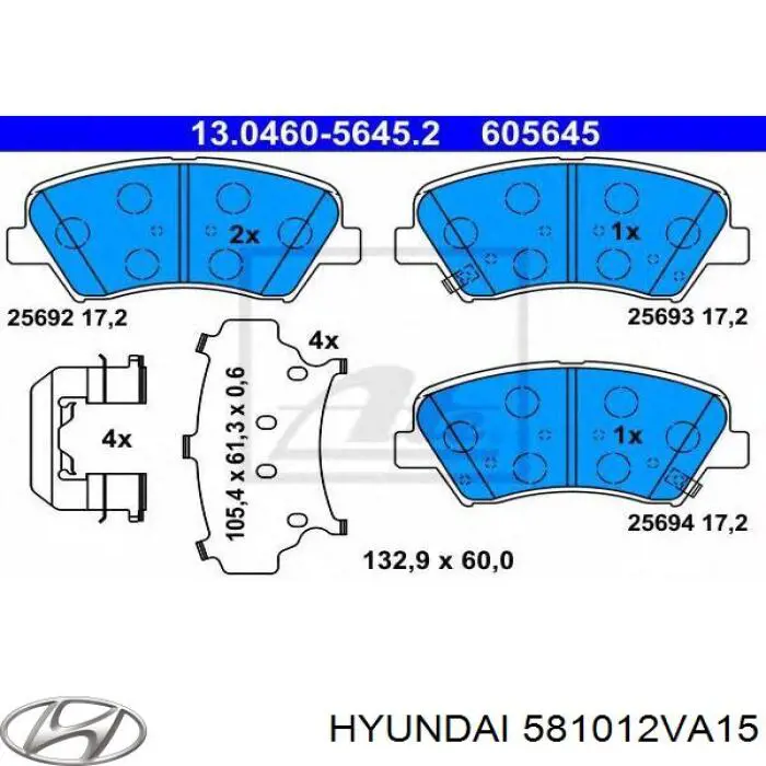 Compre 581012VA15 Hyundai/Kia Sapatas do freio dianteiras de disco