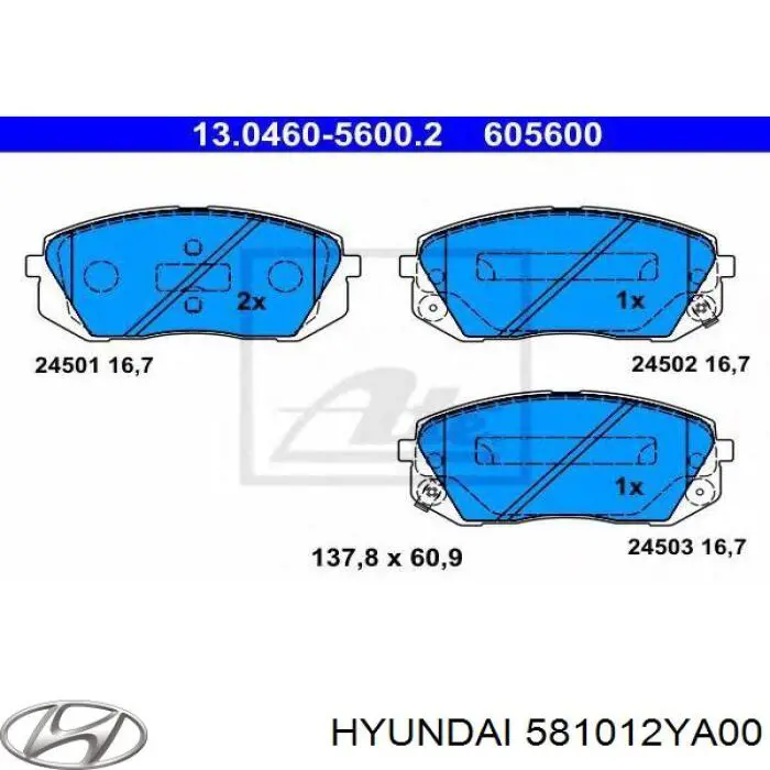 Sapatas do freio dianteiras de disco Hyundai/Kia 581012YA00 preço, a partir de 45,97 USD