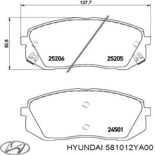 Compre 581012YA00 Hyundai/Kia Sapatas do freio dianteiras de disco