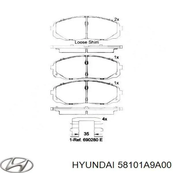 Sapatas do freio dianteiras de disco Hyundai/Kia 58101A9A00