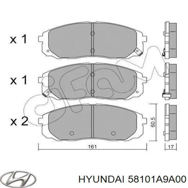 58101A9A00 Hyundai/Kia Sapatas do freio dianteiras de disco
