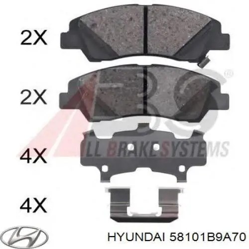 Compre 58101B9A70 Hyundai/Kia Sapatas do freio dianteiras de disco