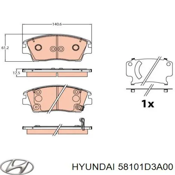 Sapatas do freio dianteiras de disco Hyundai/Kia 58101D3A00 preço, a partir de 24,46 USD