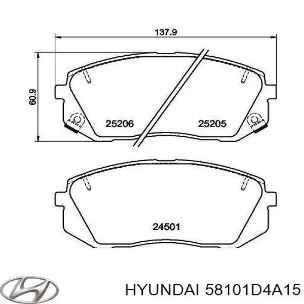 58101D4A15 Hyundai/Kia Sapatas do freio dianteiras de disco