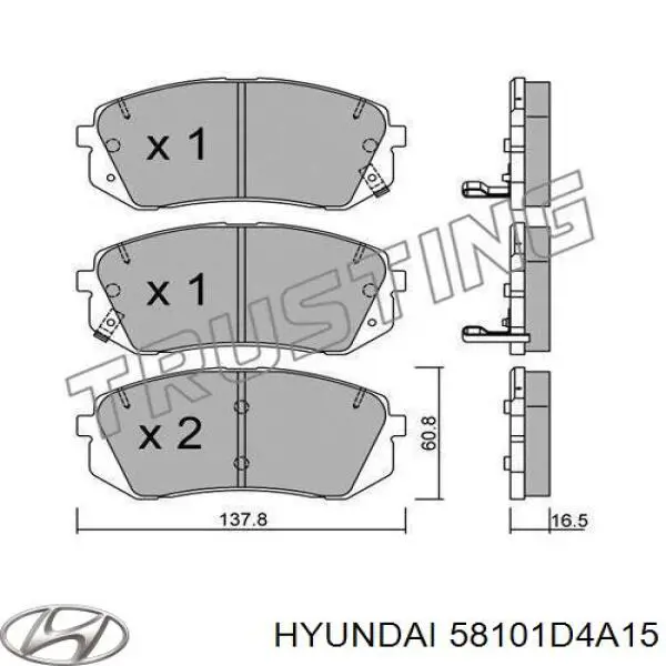 Sapatas do freio dianteiras de disco Hyundai/Kia 58101D4A15 preço, a partir de 56,41 USD
