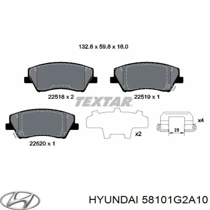 58101G2A10 Hyundai/Kia Sapatas do freio dianteiras de disco