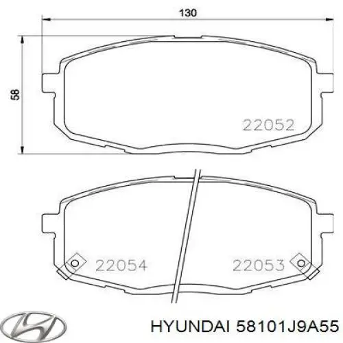 Sapatas do freio dianteiras de disco 58101J9A55 Hyundai/Kia
