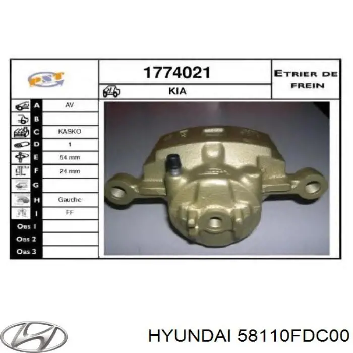 58110FDC00 Hyundai/Kia Suporte do freio dianteiro esquerdo