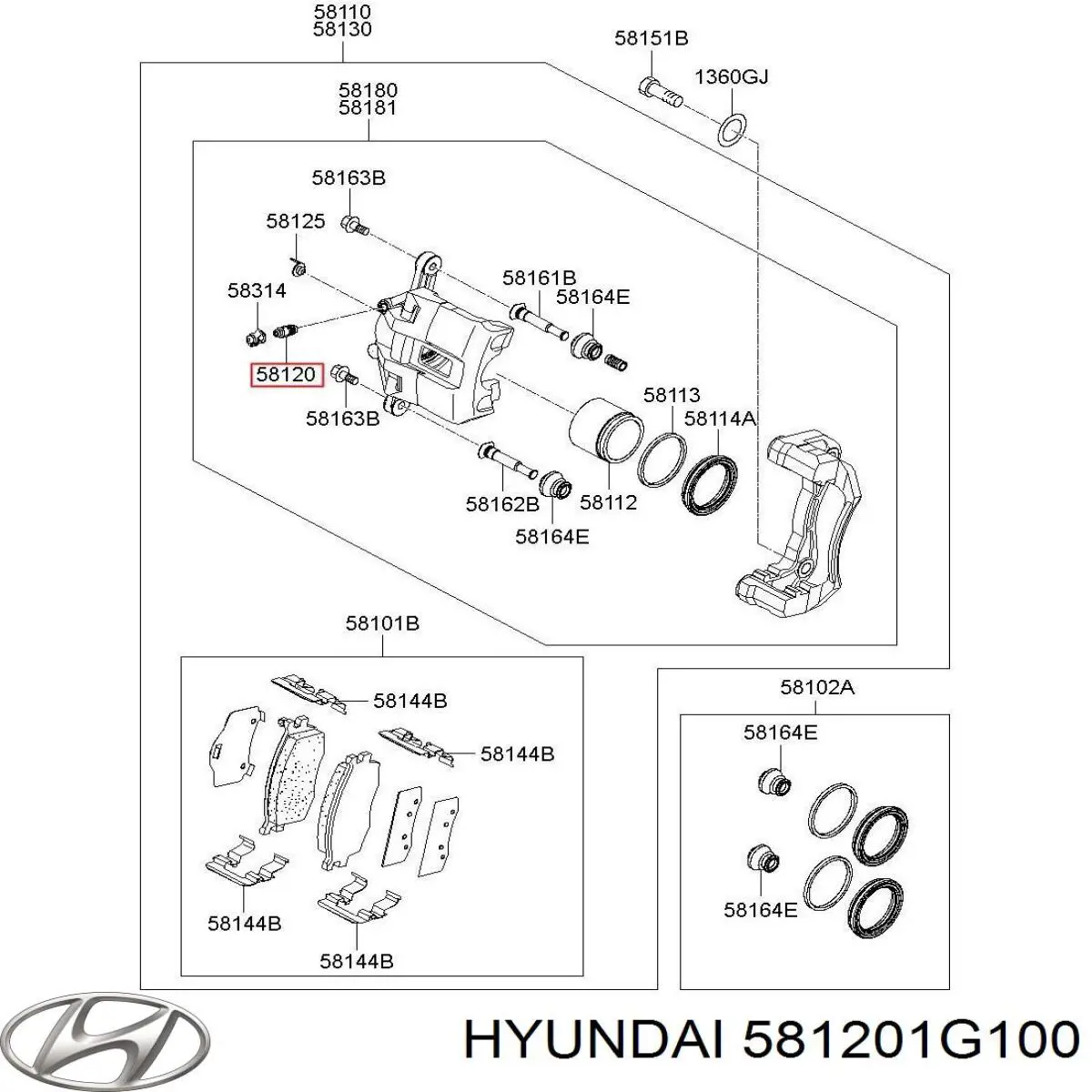 581201G100 Hyundai/Kia Tubo de ligação de bombeio de suporte do freio dianteiro