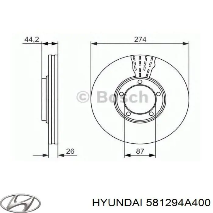 Disco do freio dianteiro Hyundai/Kia 581294A400 preço, a partir de 60,18 USD