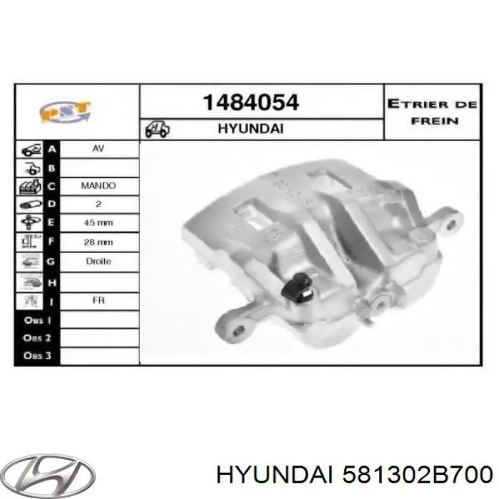 Suporte do freio dianteiro direito Hyundai/Kia 581302B700 preço, a partir de 81,72 USD