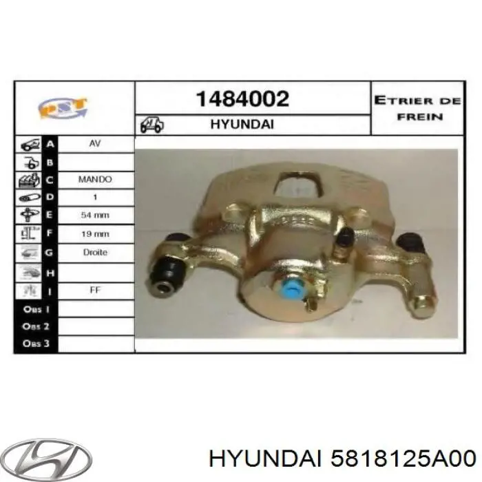Compre 5818125A00 Hyundai/Kia Suporte do freio dianteiro direito
