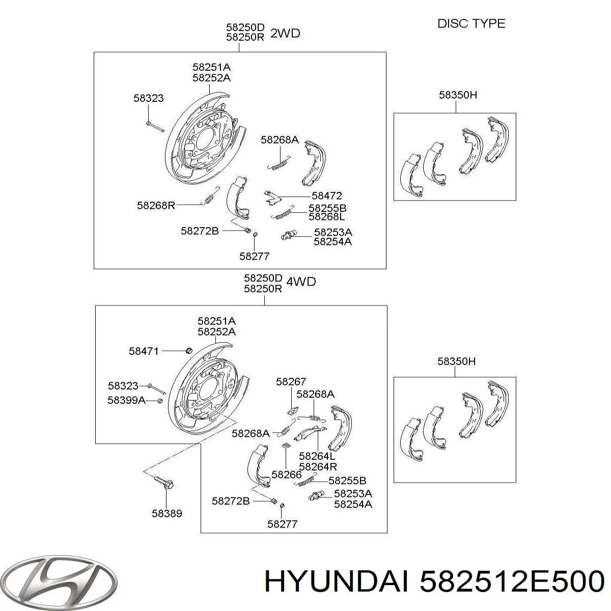 Disco de suporte de tambor do freio traseiro esquerdo Hyundai/Kia 582512E500 preço, a partir de 95,29 USD