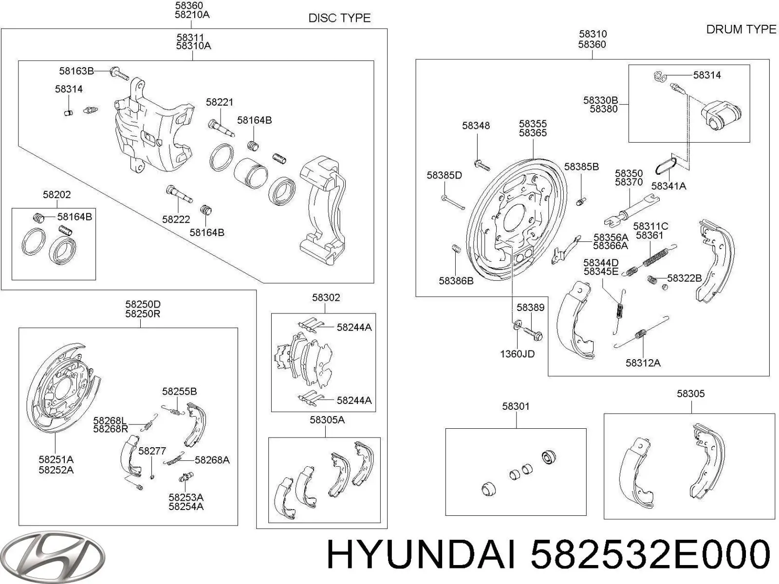 582532E000 Hyundai/Kia Regulador do freio de tambor traseiro
