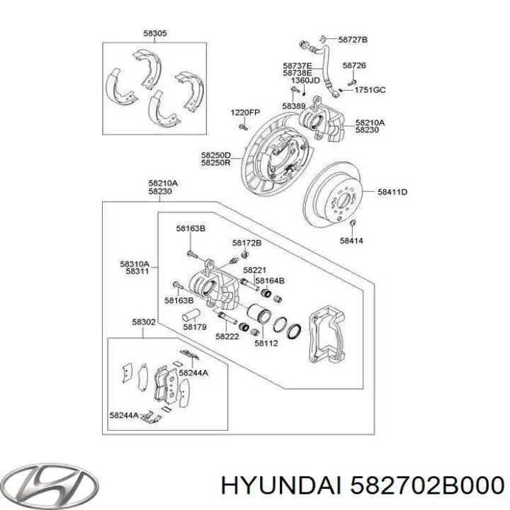 Mecanismo de expansão das sapatas do freio de estacionamento Hyundai/Kia 582702B000 preço, a partir de 30,91 USD