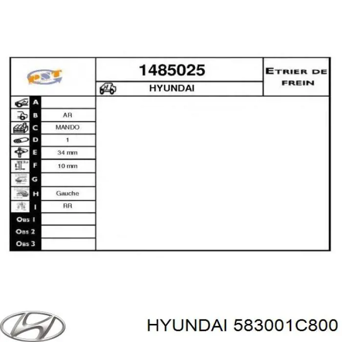 Suporte do freio traseiro esquerdo Hyundai/Kia 583001C800 preço, a partir de 58,55 USD