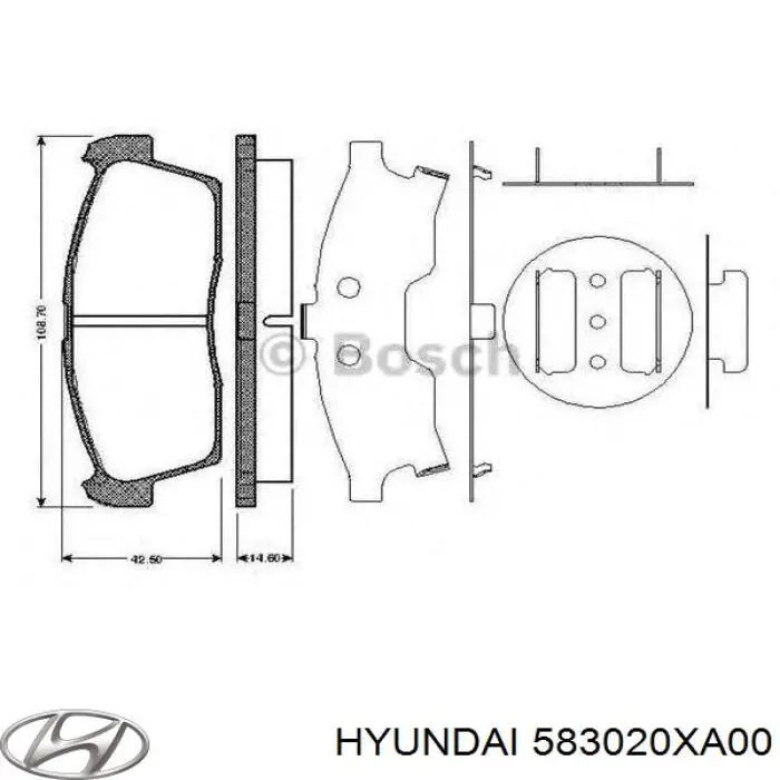 583020XA00 Hyundai/Kia Sapatas do freio traseiras de disco