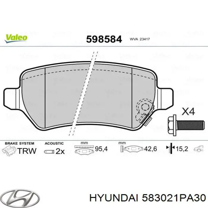 Compre 583021PA30 Hyundai/Kia Sapatas do freio traseiras de disco