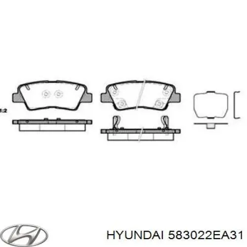 583022EA31 Hyundai/Kia Sapatas do freio traseiras de disco
