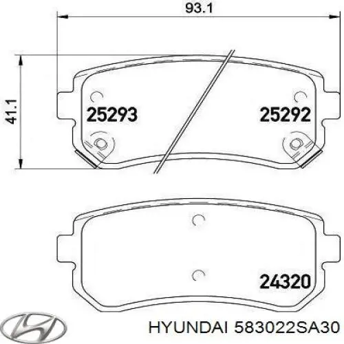 Sapatas do freio traseiras de disco Hyundai/Kia 583022SA30 preço, a partir de 22,22 USD