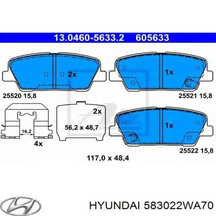 Compre 583022WA70 Hyundai/Kia Sapatas do freio traseiras de disco