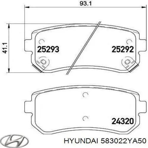 583022YA50 Hyundai/Kia Sapatas do freio traseiras de disco