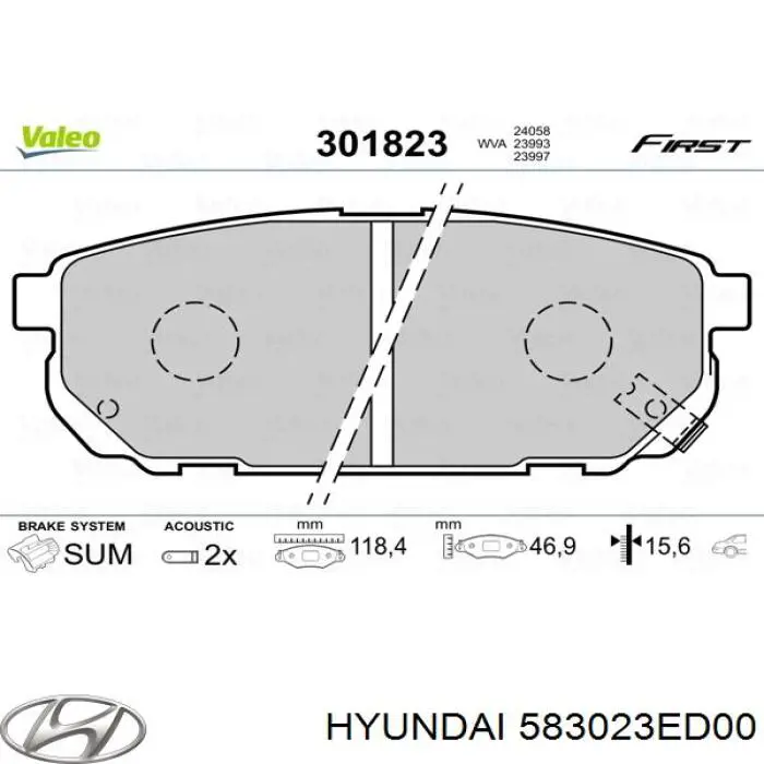 Sapatas do freio traseiras de disco Hyundai/Kia 583023ED00 preço, a partir de 18,55 USD
