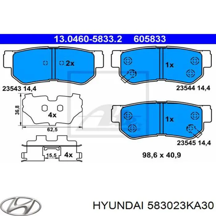 583023KA30 Hyundai/Kia Sapatas do freio traseiras de disco
