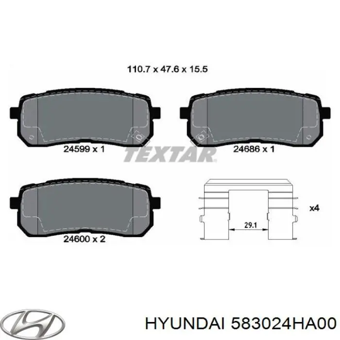 Compre 583024HA00 Hyundai/Kia Sapatas do freio traseiras de disco