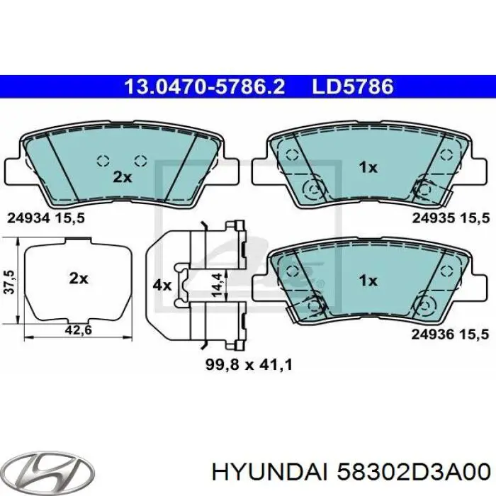 Compre 58302D3A00 Hyundai/Kia Sapatas do freio traseiras de disco