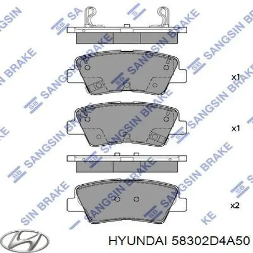 58302D4A50 Hyundai/Kia Sapatas do freio traseiras de disco