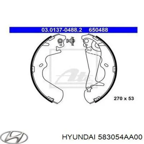 Compre 583054AA00 Hyundai/Kia Sapatas do freio traseiras de tambor