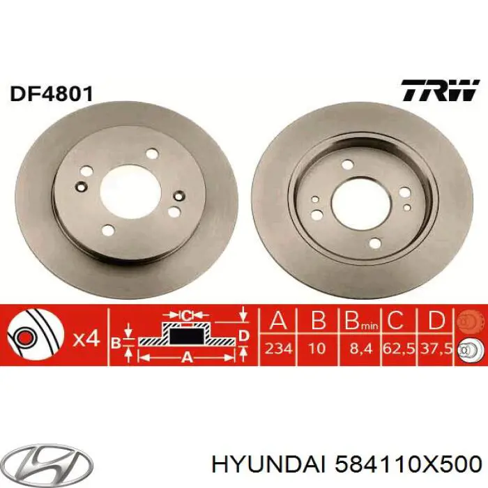 Compre 584110X500 Hyundai/Kia Disco do freio traseiro