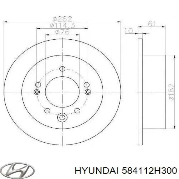 584112H300 Hyundai/Kia Disco do freio traseiro