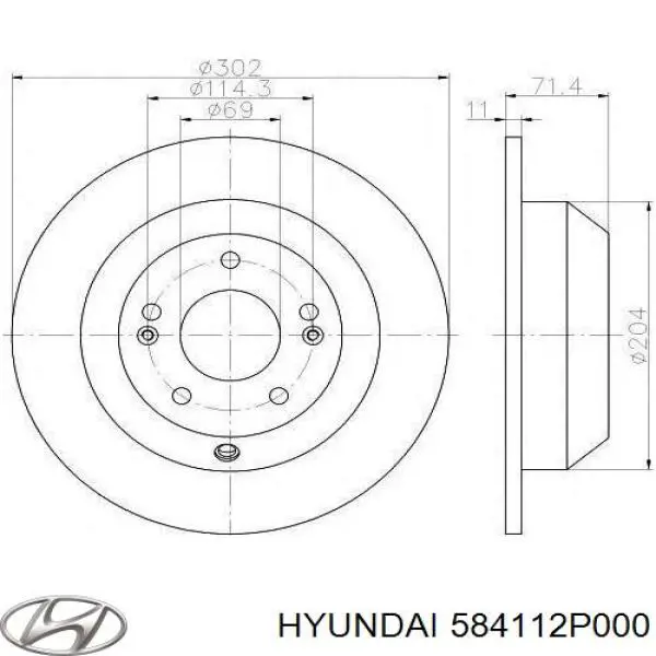584112P000 Hyundai/Kia Disco do freio traseiro