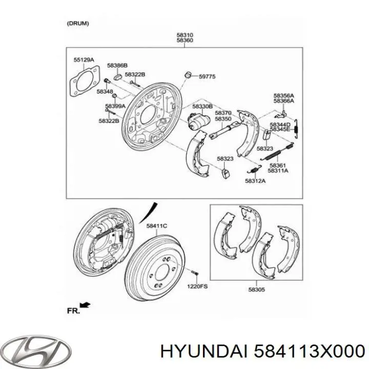 584113X000 Hyundai/Kia Tambor do freio traseiro
