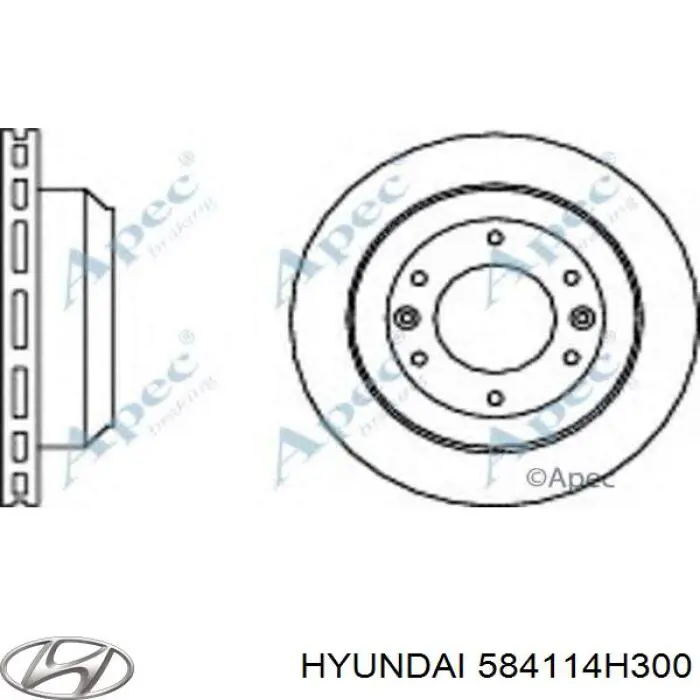 Disco do freio traseiro Hyundai/Kia 584114H300