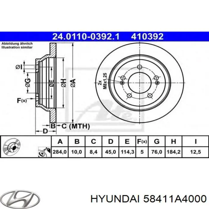 Disco do freio traseiro Hyundai/Kia 58411A4000 preço, a partir de 49,63 USD