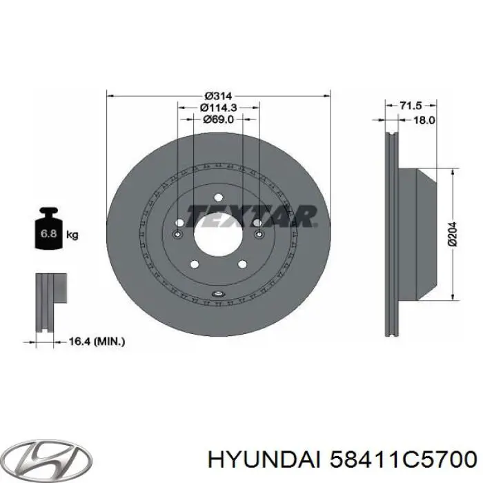 Disco do freio traseiro Hyundai/Kia 58411C5700 preço, a partir de 71,79 USD