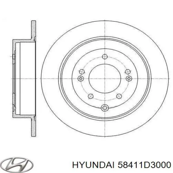 58411D3000 Hyundai/Kia Disco do freio traseiro