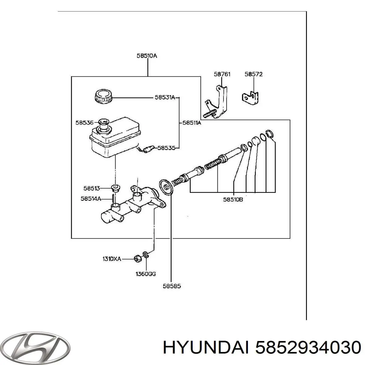 Tanque de cilindro mestre do freio (de fluido de freio) Hyundai Sonata III 