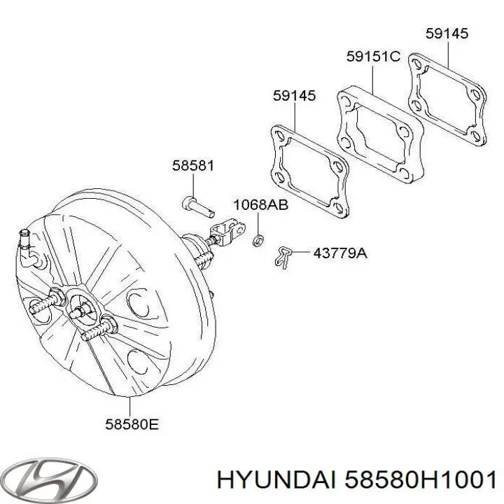 58580H1001 Hyundai/Kia Reforçador dos freios a vácuo