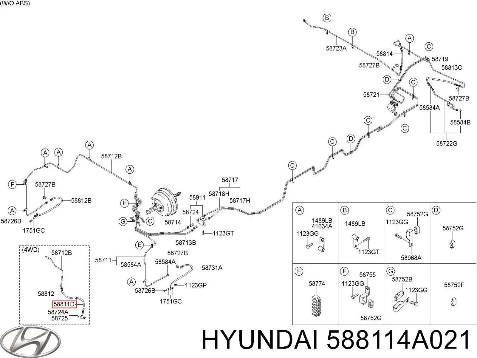 Compre 588114A021 Hyundai/Kia Mangueira do freio dianteira