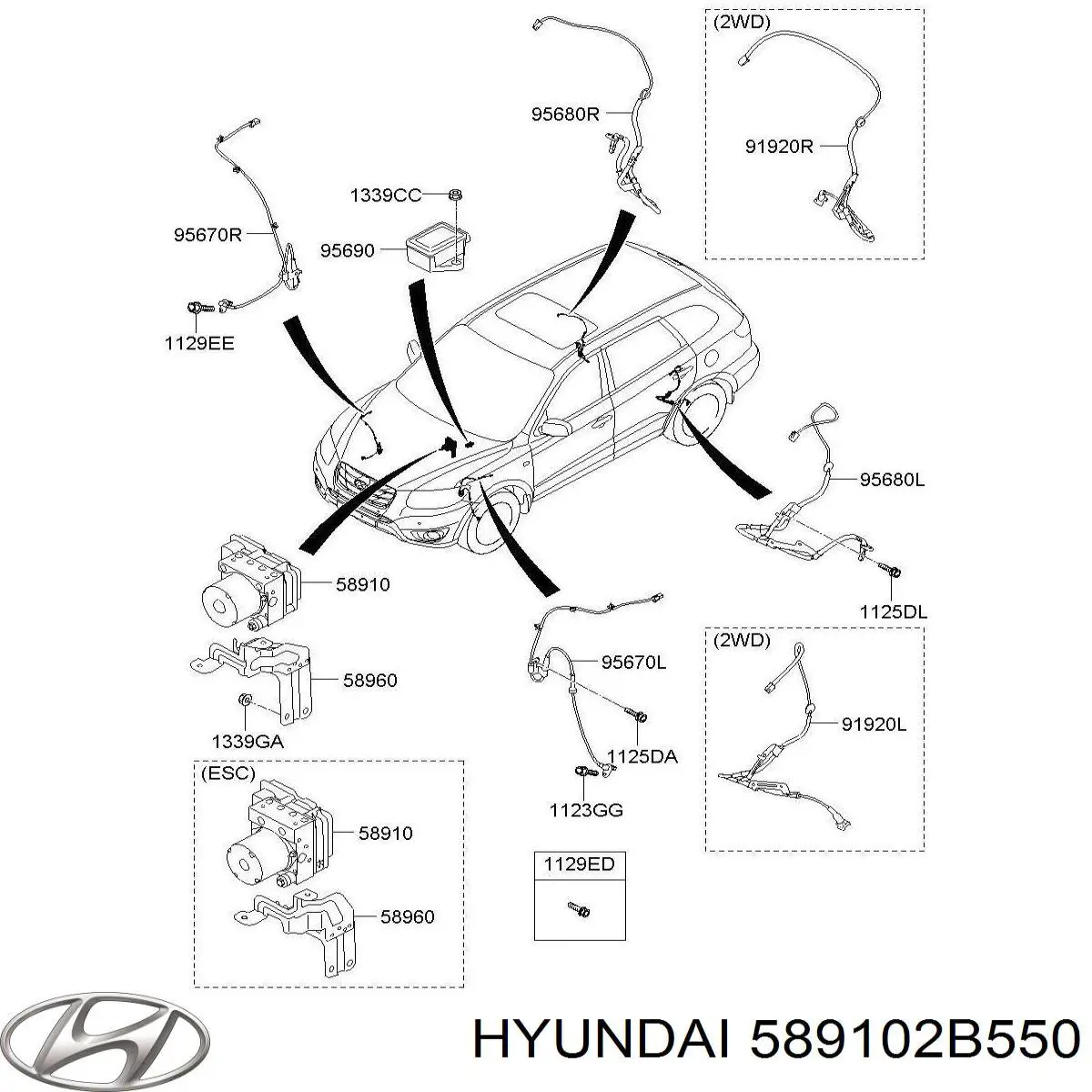 Unidade hidráulico de controlo ABS Hyundai/Kia 589102B550 preço, a partir de 225,51 USD